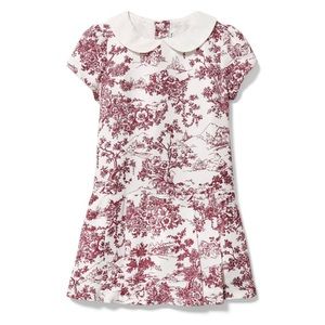 ♥️HP JANIE AND JACK Dropwaist Dress Sz 5 Burgundy White Toile De Jouy Worn 2X